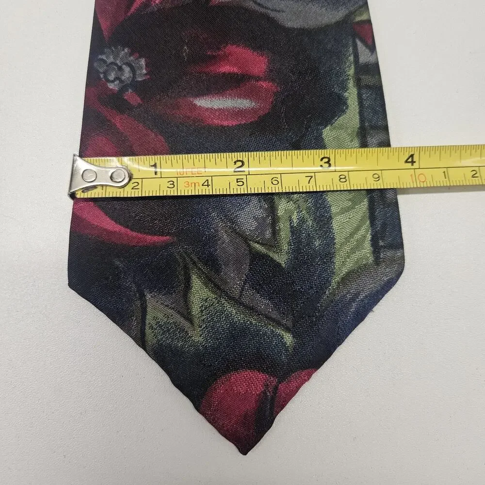 Vintage 80s Hand Made Mercedes High Fashion Satin Tie Geometric Pattern Designer
